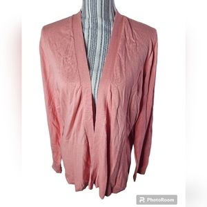 Loft women's peach colour long-sleeved open front cardigan size XL